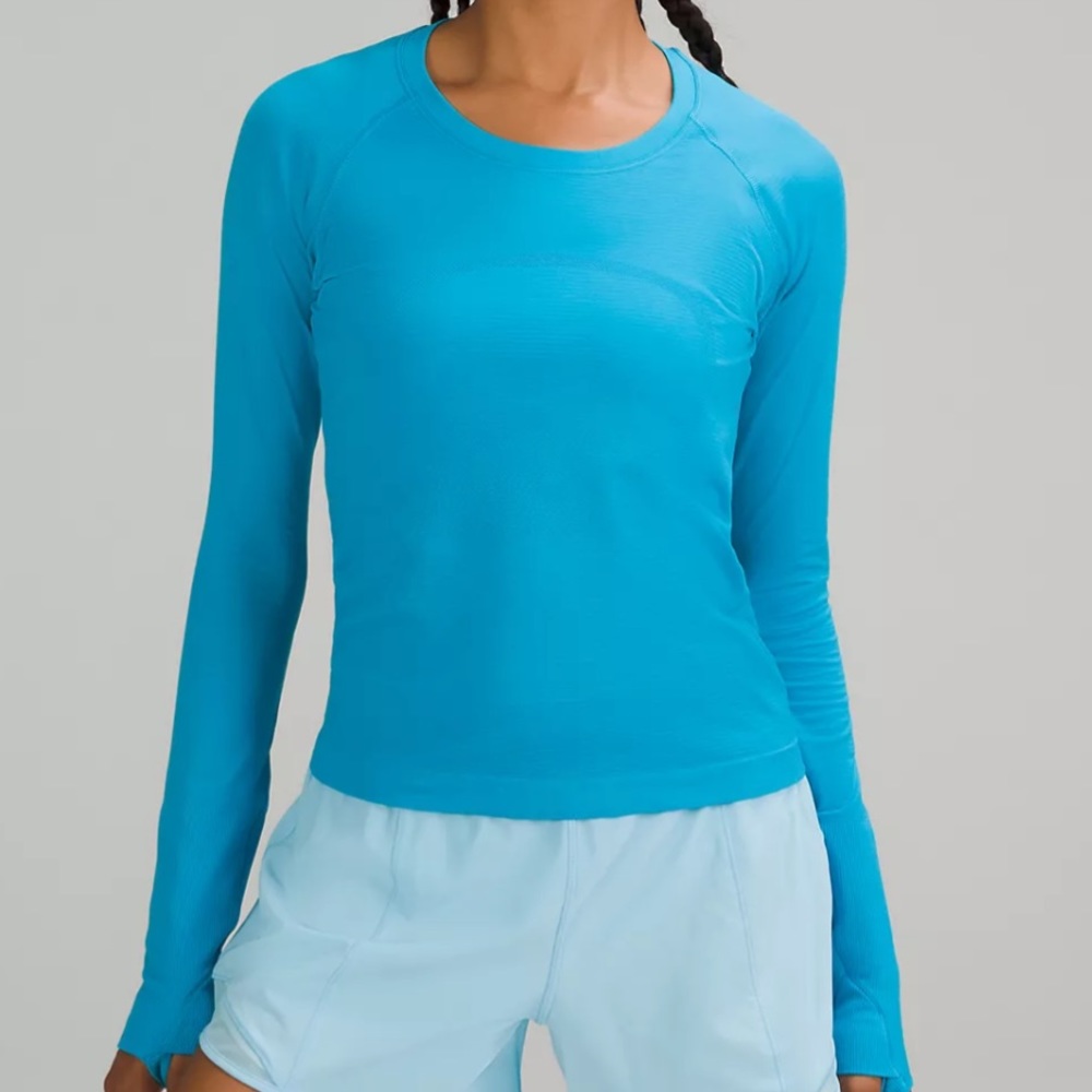 Blue lululemon swiftly tech long sleeve